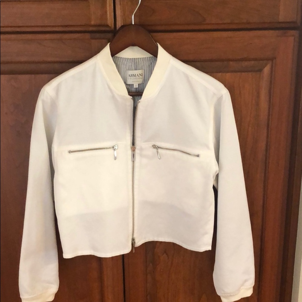 Super cute white Armani cropped jacket